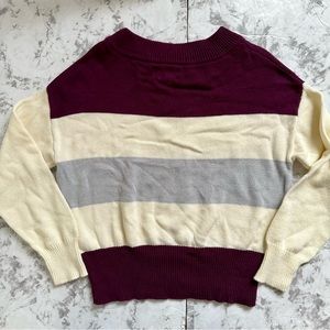 Lucky Sweater Color Block Sweater Maroon Ivory and Grey Women’s Size Small